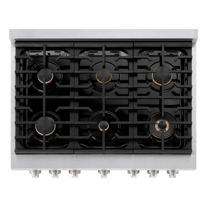 ZLINE 36"Gas Range, Convection Gas Oven , DuraSnow® Brass Burners, SGRS-BR-36