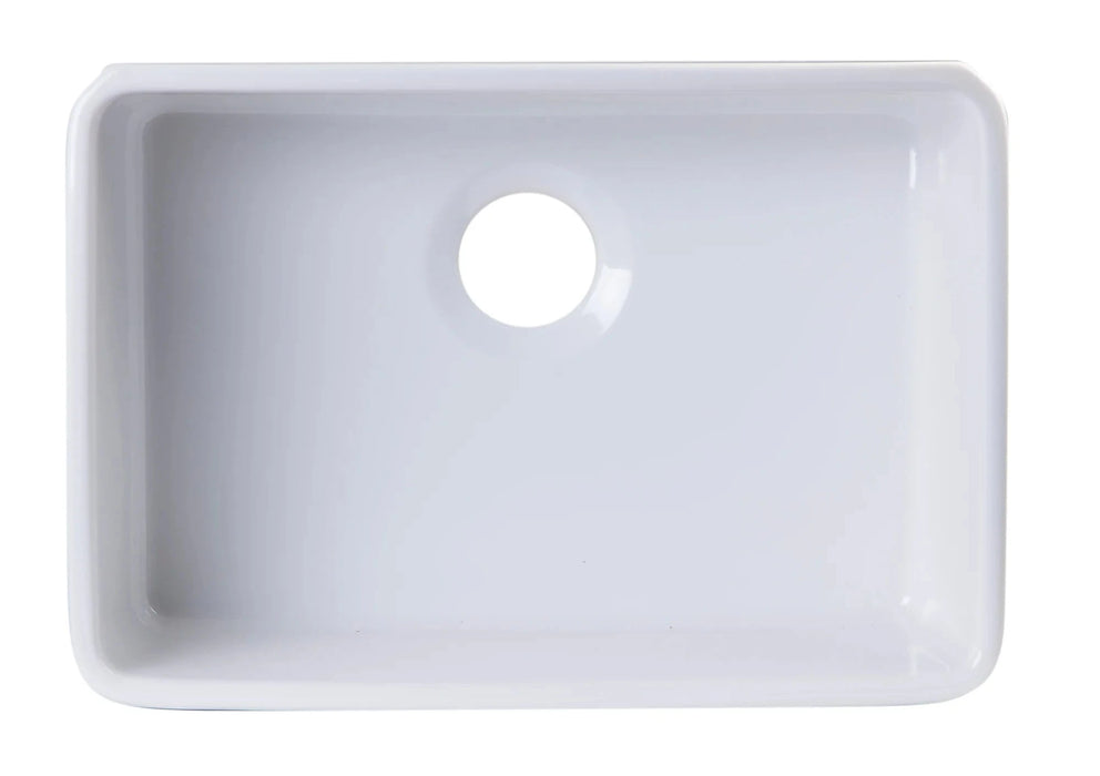 ALFI brand 24" Single Bowl Fireclay Undermount Kitchen Sink AB503UM-W