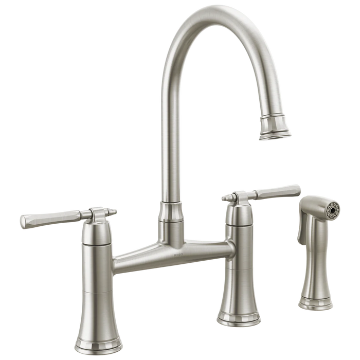 Brizo Tulham Bridge Kitchen Faucet, Side Sprayer 62558LF