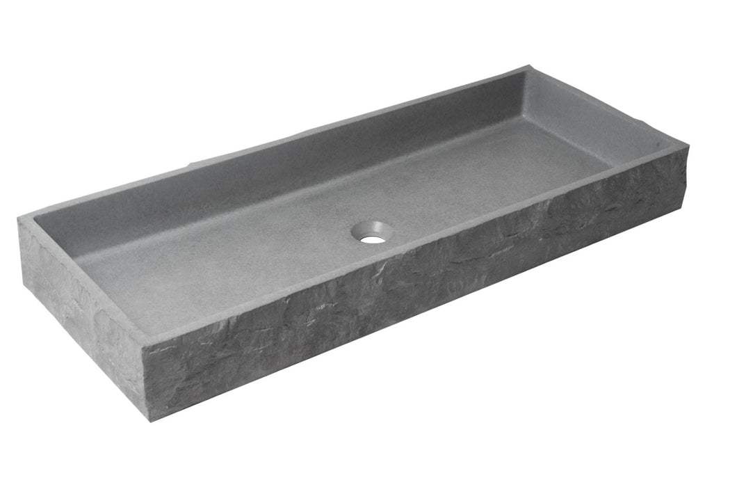 ALFI brand 39" Solid Concrete Gray Matte Trough Sink for the Bathroom ABCO39TR