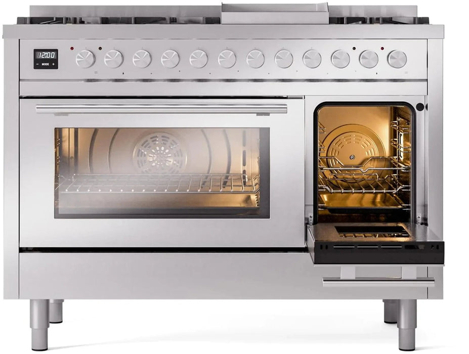 ILVE 48"Professional Plus Liquid Propane Dual Fuel Range, Stainless Steel UP48FWMPSSLP