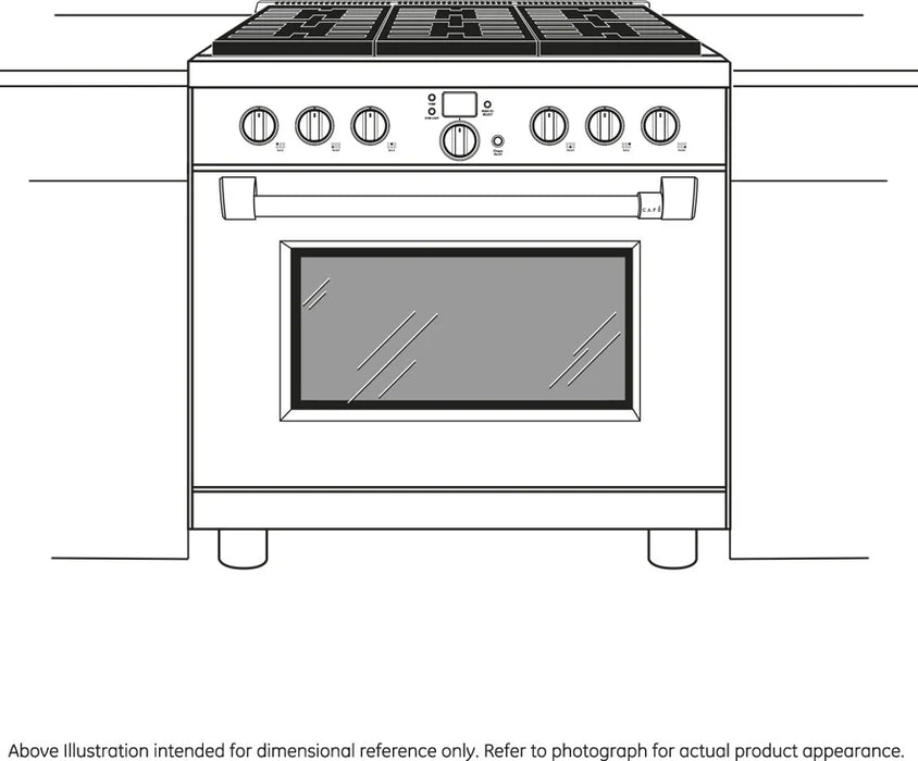 Cafe 36" Smart Commercial Style Gas Range, Matte Black CGY366P3TD1