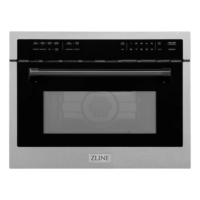 ZLINE 24” Convection Microwave, Stainless Steel, Black MWOZ-24-SS-MB