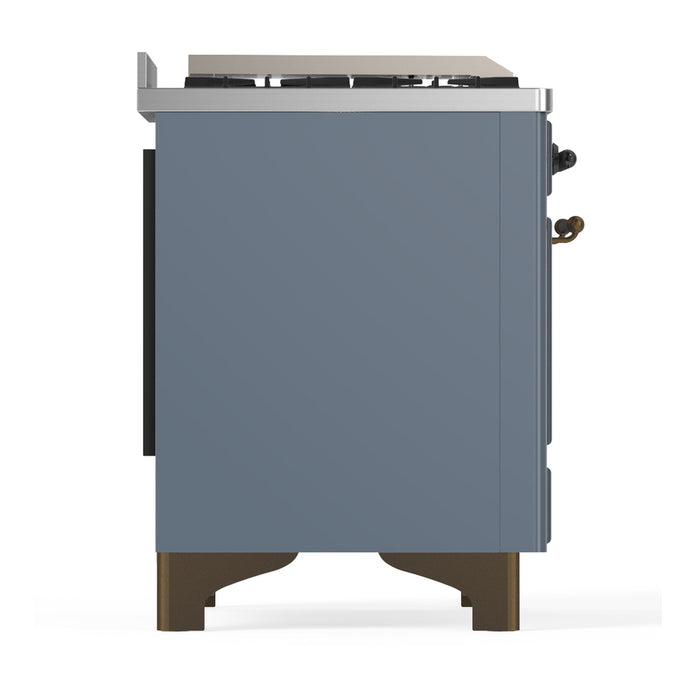 ILVE Majestic III 36" Dual Fuel, Range, Blue Grey, Burnished Trim UM36FNR3BGB