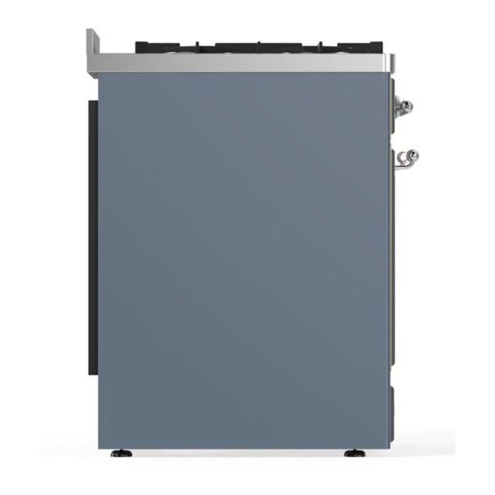 ILVE Majestic II 30" Dual Fuel Freestanding Range, Blue Grey, Chrome Trim UM30DNE3BGC
