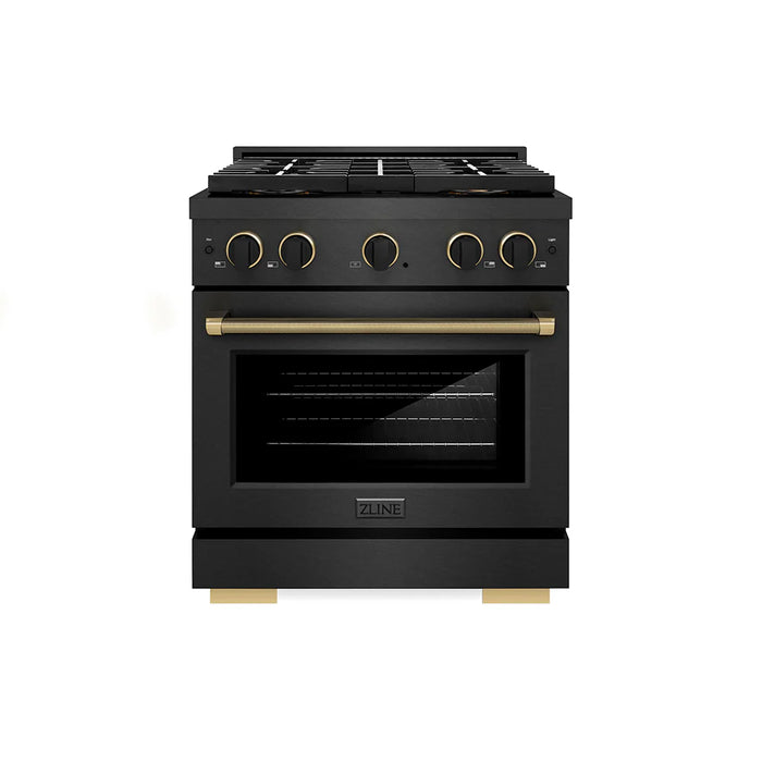 ZLINE 30" Paramount Gas Range DuoPro™ Cooktop, Convection Gas Oven, Black Satin Stainless Steel PSGRBSZ-30-CB