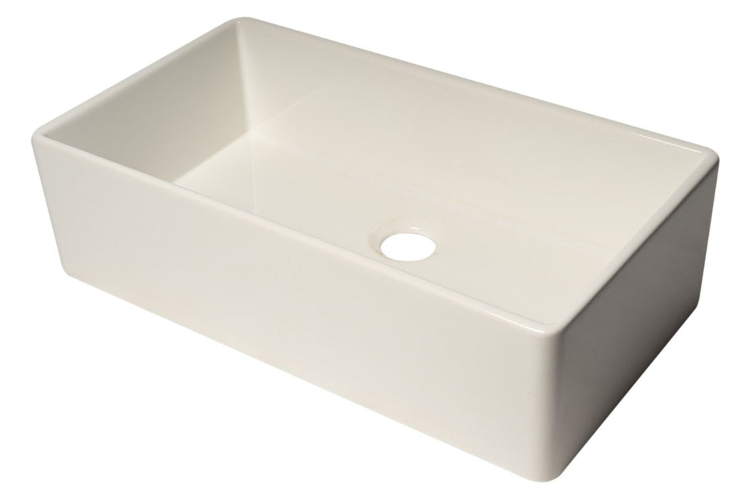 ALFI brand 36" Smooth Apron Single Bowl Fireclay Farm Sink AB536-W