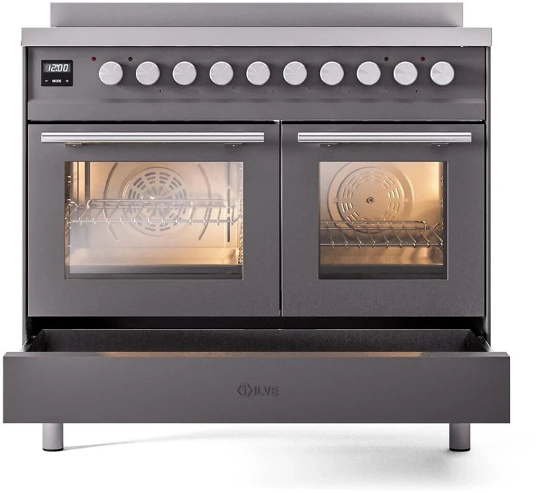 ILVE 40"Professional Plus Induction Range, Matte Graphite UPDI406WMPMG