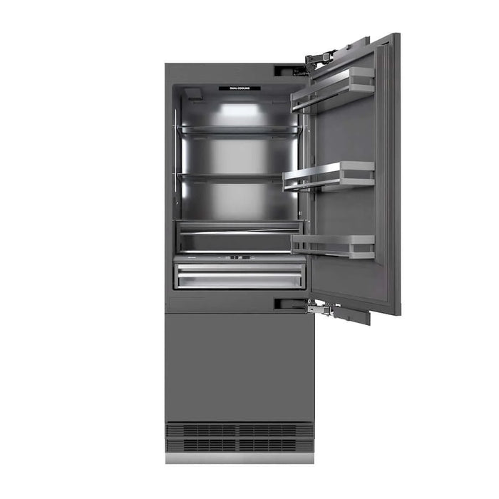 ZLINE 30" Panel Ready Built-In Bottom Freezer Refrigerator, Water Dispenser, Ice Maker, Graphite Gray Interior GRBIV-30