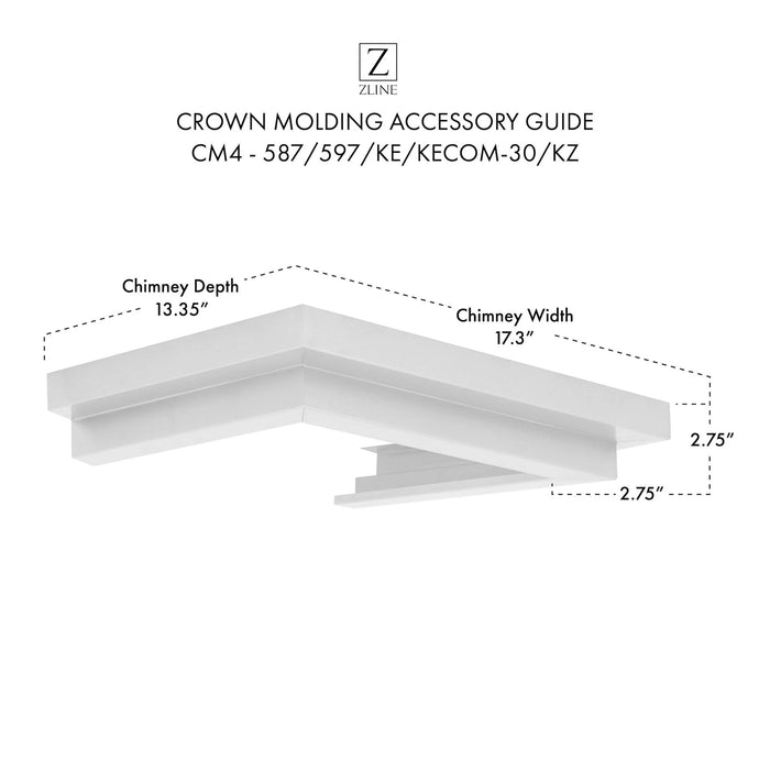 ZLINE Crown Molding #4 for Wall Range Hood, CM4-587/597/KE/KECOM-30/KZ