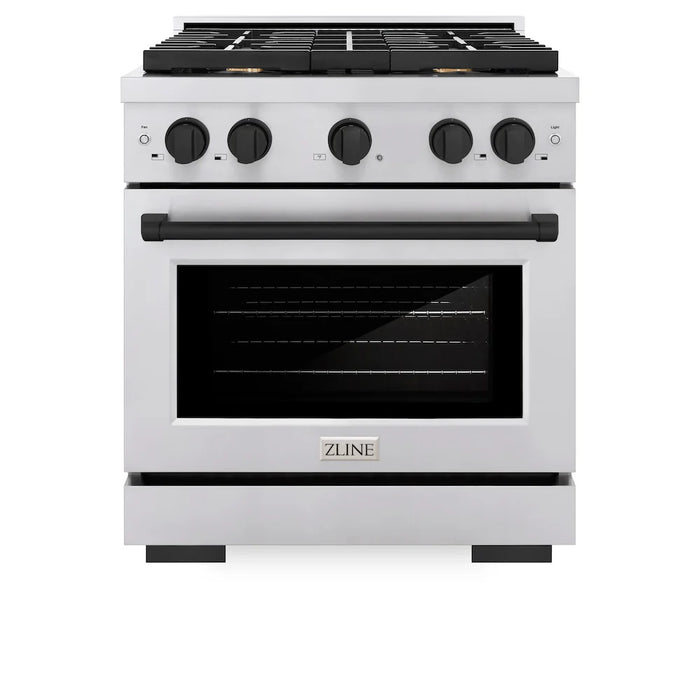 ZLINE 30"Paramount Dual Fuel Range Stainless Steel Matte Black SDRZ-30-MB