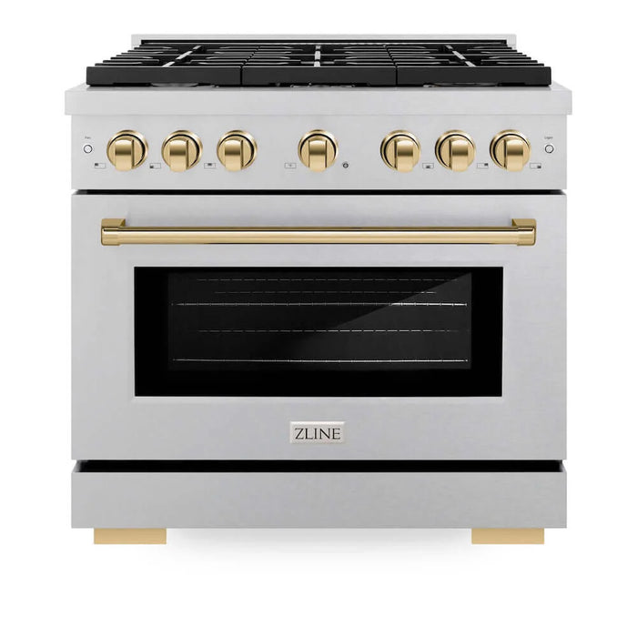 ZLINE 36"Gas Range, Convection Gas Oven, DuraSnow® Gold, SGRSZ-36-G