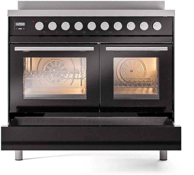 ILVE 40"Professional Plus Induction Range, Glossy Black UPDI406WMPBK