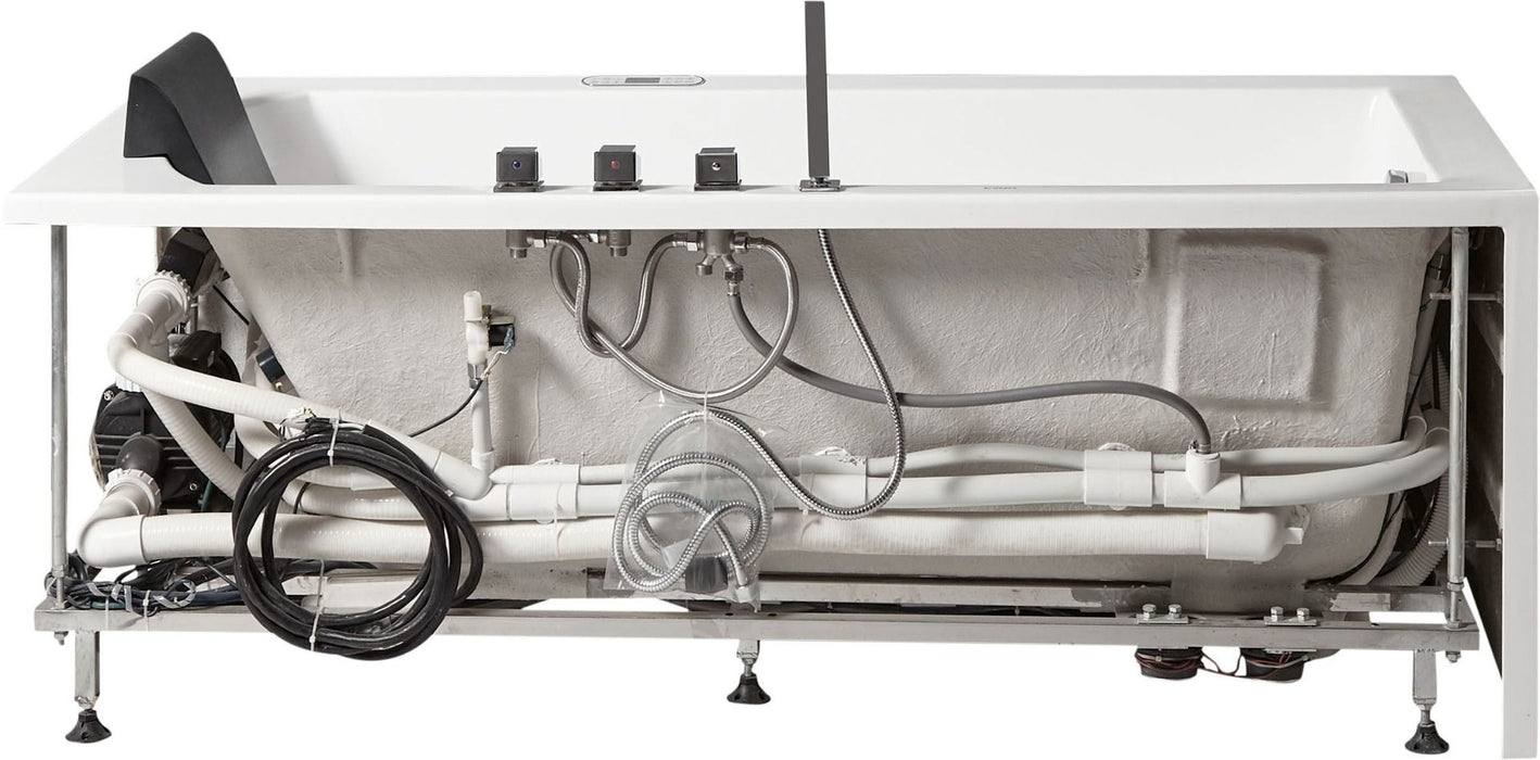 EAGO 5 ft Acrylic White Rectangular Whirlpool Bathtub, Fixtures AM154ETL-L5