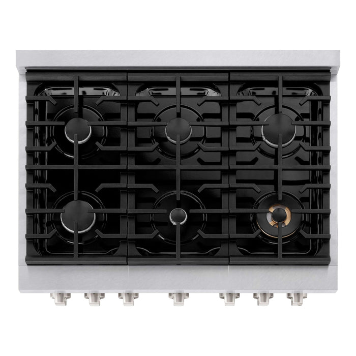 ZLINE 36"Paramount Dual Fuel Range DuraSnow® Black Matte SDRS-BLM-36