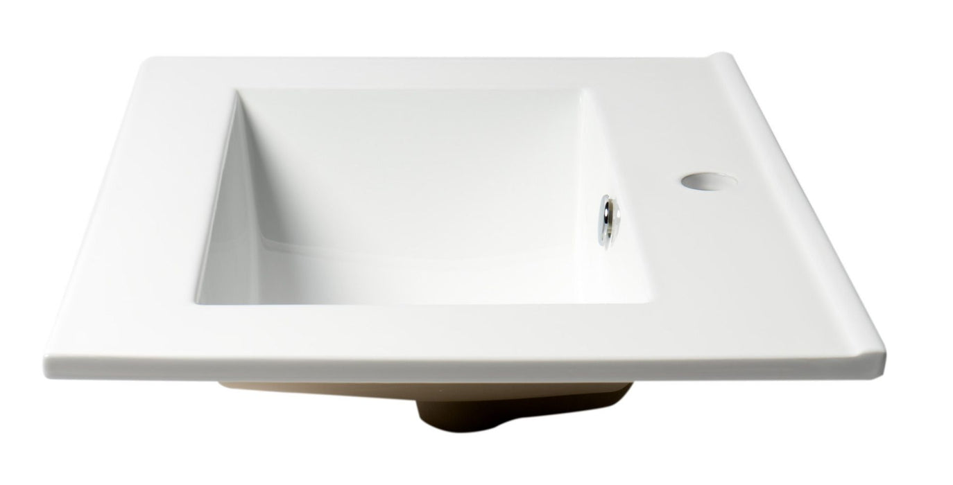 ALFI brand White 25" Rectangular Drop In Ceramic Sink, Faucet Hole ABC803