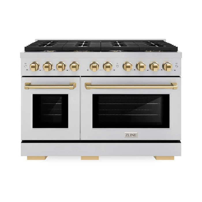 ZLINE 48"Gas Range, Convection Oven Stainless Steel, Gold, SGRZ-48-G