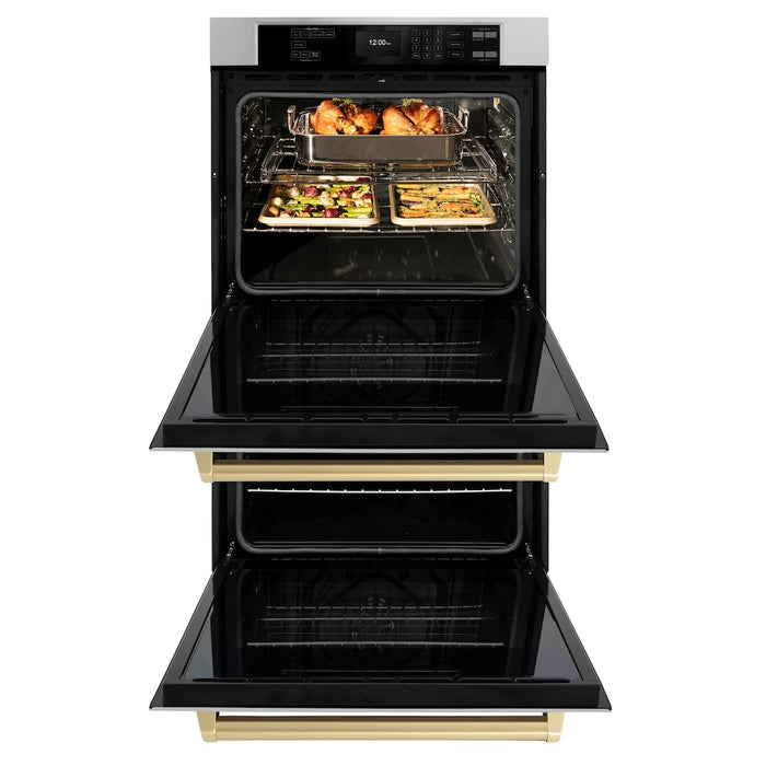 ZLINE 30"Professional True Convection Double Wall Oven, Air Fry, Self Clean, Stainless Steel, Champagne Bronze WADZ-30-CB