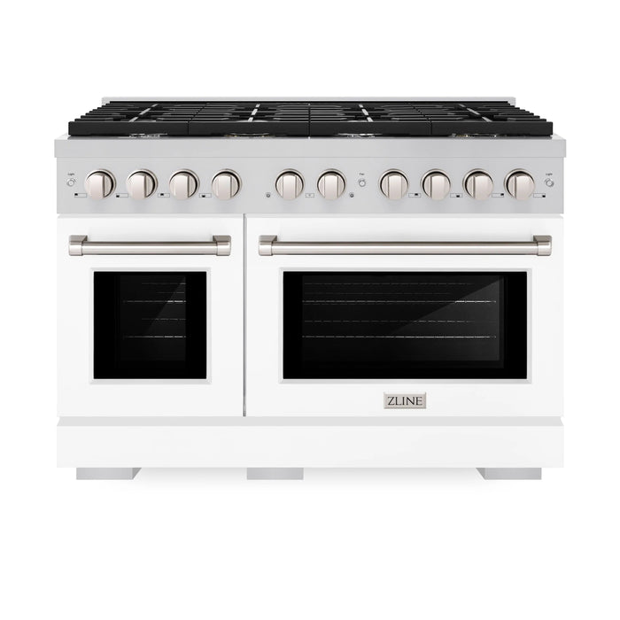 ZLINE 48"Paramount Dual Fuel Range Stainless Steel, White Matte, SDR-WM-48