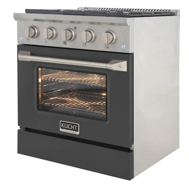 Kucht 30" Gas Range in Stainless Steel with Grey Oven Door, KNG301-GR