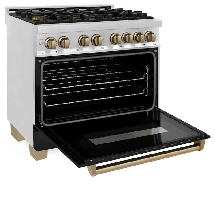 ZLINE 36" Autograph Dual Fuel Range, Black, Bronze, RAZ-BLM-36-CB