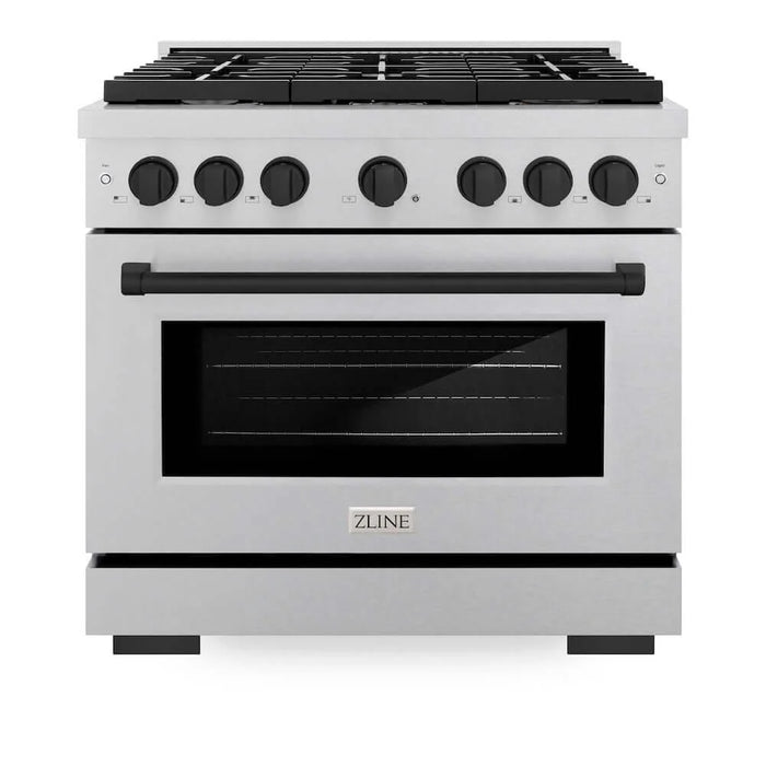 ZLINE 36"Gas Range, Convection Gas Oven, DuraSnow® Matte Black, SGRSZ-36-MB