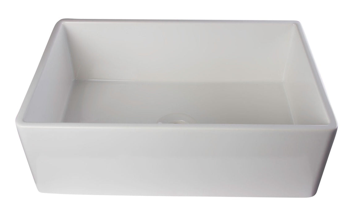 ALFI brand 30" Single Bowl Smooth Panel Fireclay Farmhouse Kitchen Sink AB510-W