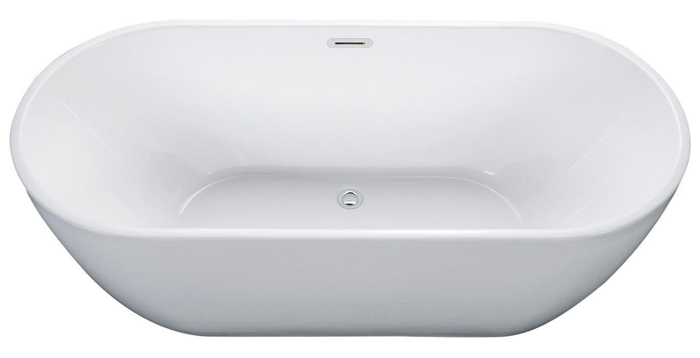 ALFI brand 67" White Oval Acrylic Free Standing Soaking Bathtub AB8839