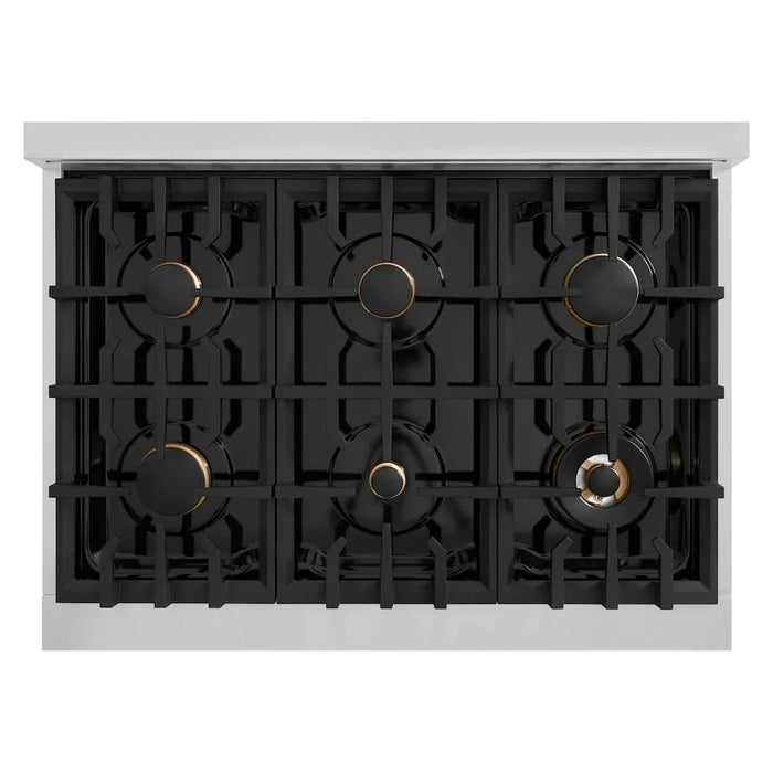 ZLINE 36" Dual Fuel Range, Gas Cooktop, Electric Convection Oven Stainless Steel, Matte Black CDRZ-36-MB