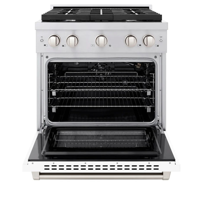 ZLINE 30"Paramount Dual Fuel Range Stainless Steel, White Matte, SDR-WM-30