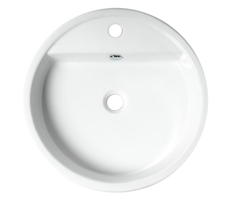 ALFI brand White 19" Round Semi Recessed Ceramic Sink, Faucet Hole ABC702