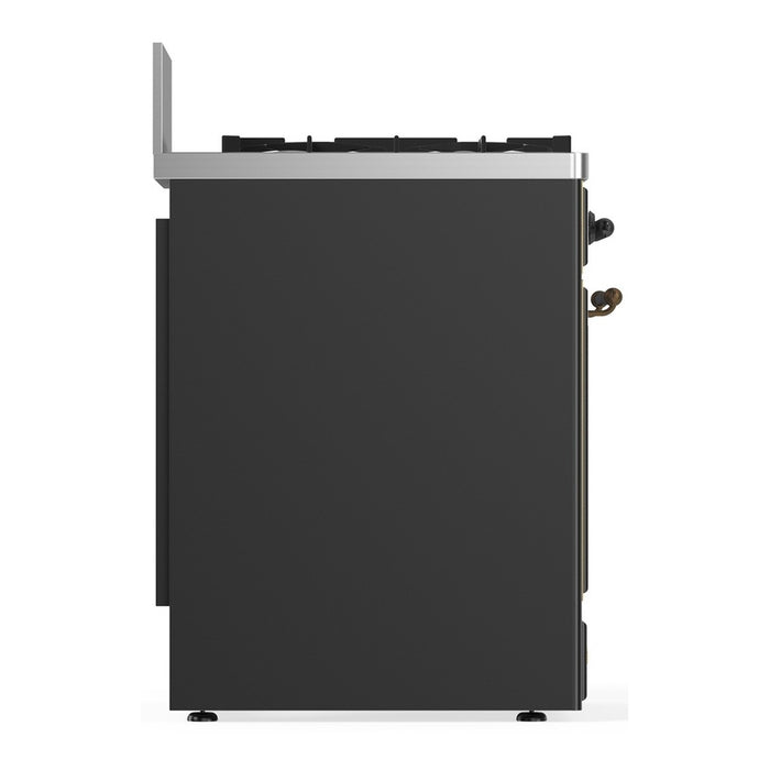 ILVE Majestic III 30" Dual Fuel Range, Matte Graphite Brass Trim UM30QNR3MGG