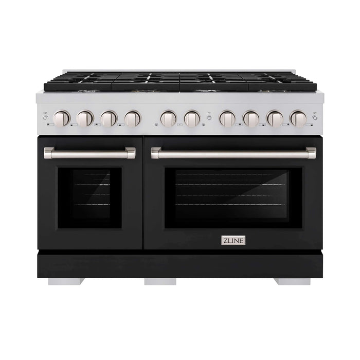 ZLINE 48"Paramount Dual Fuel Range Stainless Steel, Black Matte, SDR-BLM-48