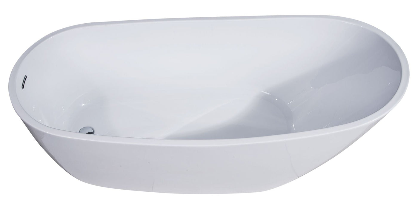ALFI brand 68" White Oval Acrylic Free Standing Soaking Bathtub AB8826
