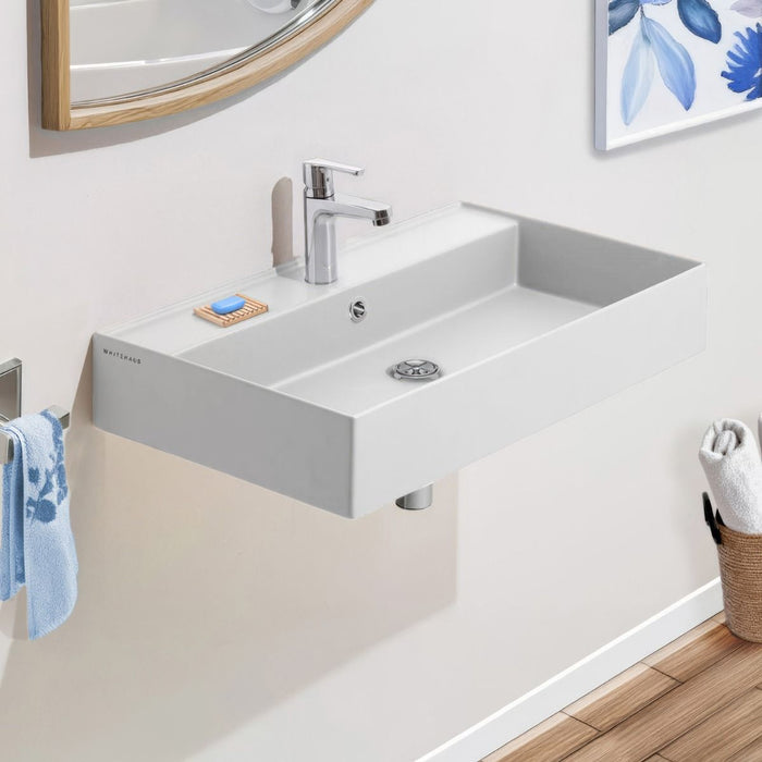 Whitehaus 32" Rectangular Wall Mount Basin, Single Faucet, Overflow B-AG81-1H