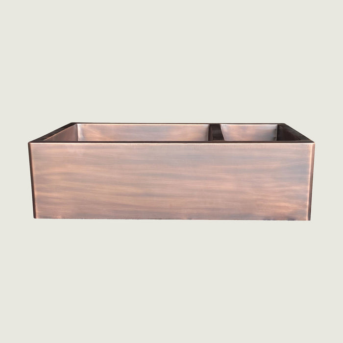 Nauxus Doble Bowl Handcrafted Custom Copper Farmhouse Kitchen Sink - FMHK06-NX