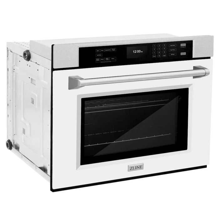 ZLINE 30"Professional True Convection Single Wall Oven, Air Fry, Self Clean, DuraSnow® White Matte WASS-WM-30