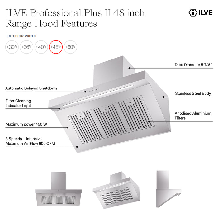 ILVE Professional Plus II 48" Range Hood UAGQ48SS