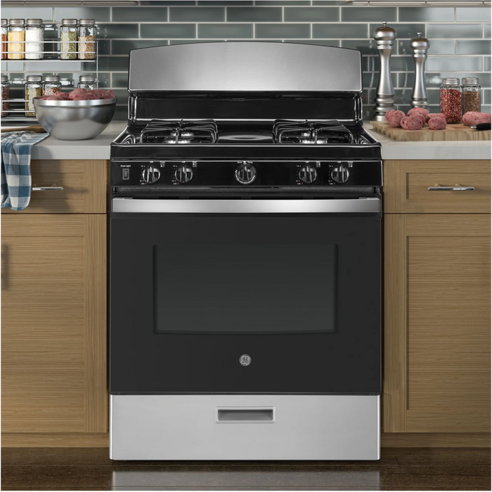 GE 30" Freestanding Gas Range, JGBS30RETSS