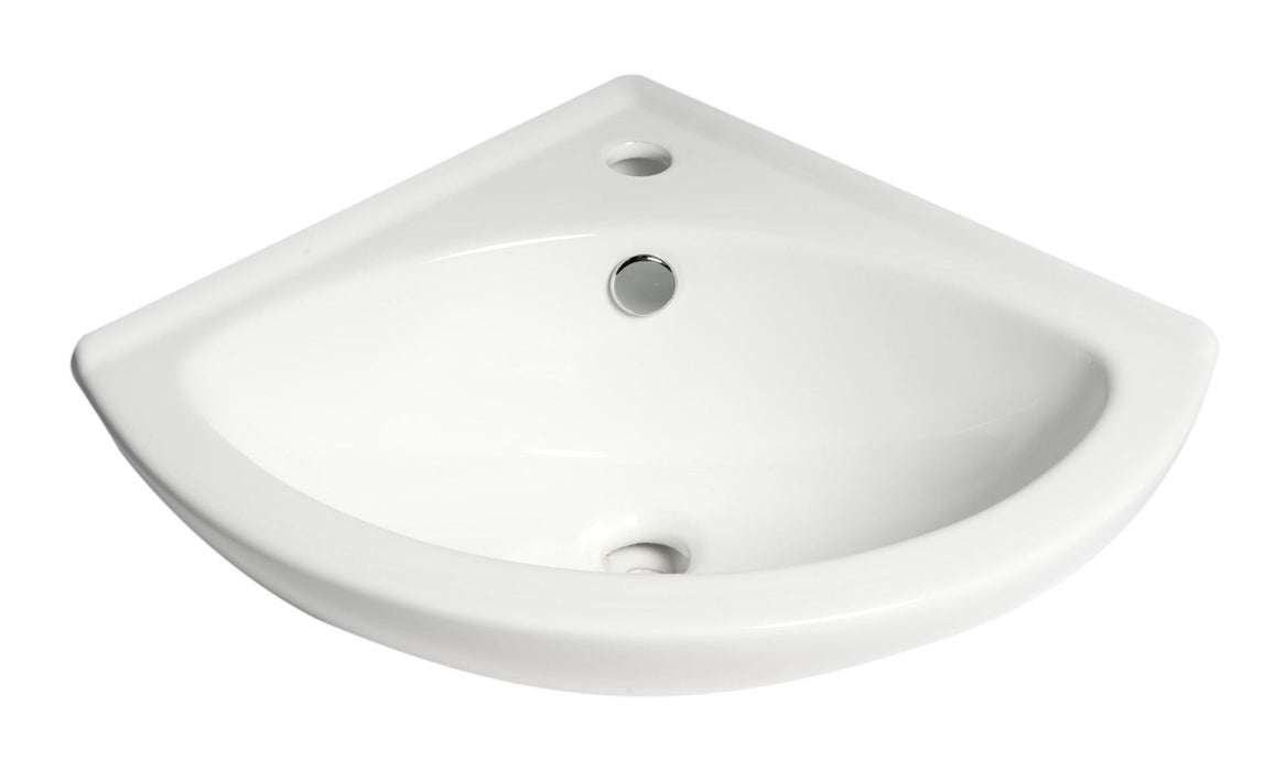 ALFI brand White 22" Corner Wall Mounted Ceramic Sink, Faucet Hole ABC120