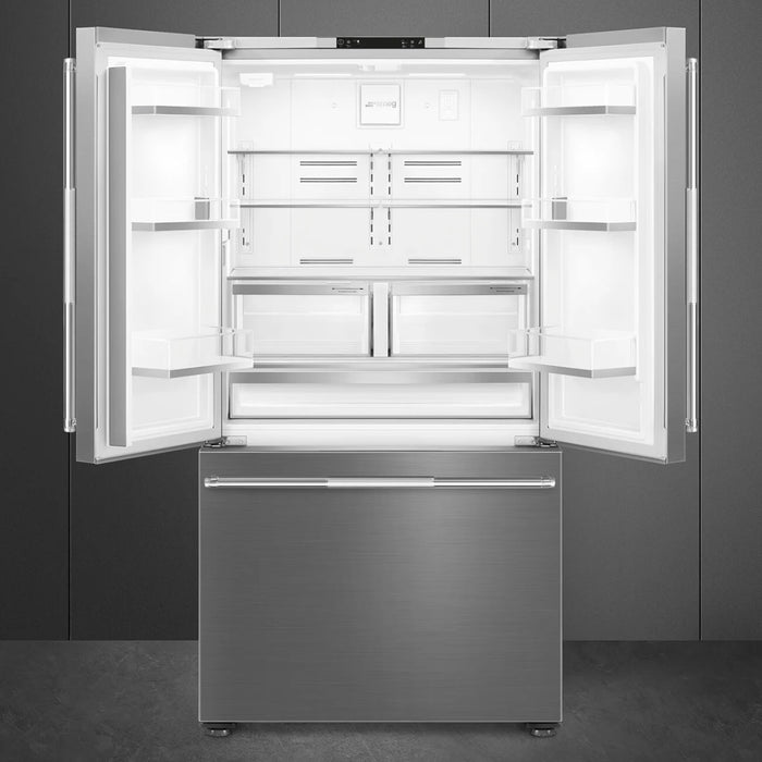 SMEG 36" Freestanding Counter Depth French Door Refrigerator, FD36UXIW