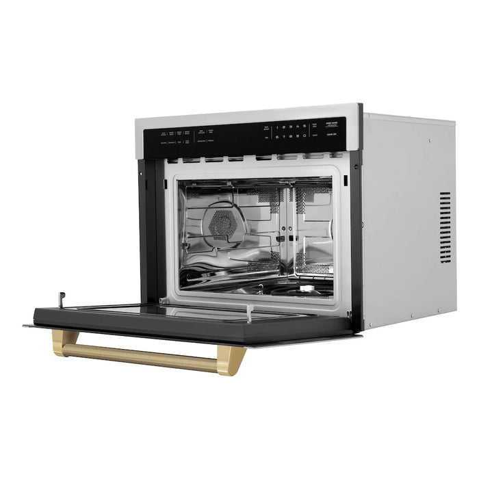 ZLINE Autograph Edition 24" Built-in Convection Microwave Oven, Stainless Steel, Helix Handle MWOZ-24-KCB