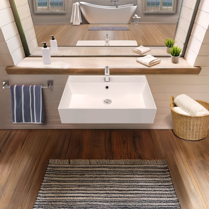 Whitehaus 24" Rectangular Wall Mount Basin, Single Faucet, Overflow B-AG61-1H