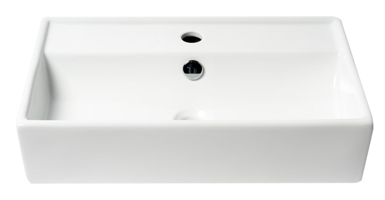 ALFI brand White 22" Rectangular Wall Mounted Ceramic Sink, Faucet Hole ABC122
