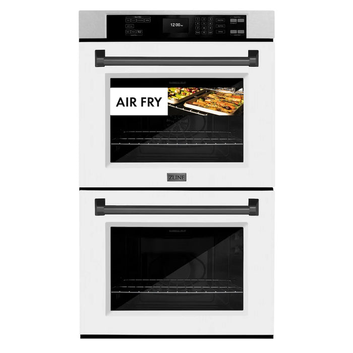 ZLINE 30"Professional True Convection Double Wall Oven, Air Fry, Self Clean, DuraSnow® Matte Black WADSZ-WM-30-MB