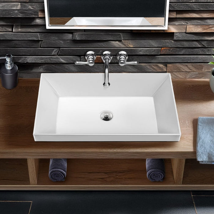 Whitehaus 24" Rectangular Semi-Recessed Basin, Center Drain Location B-AGS60