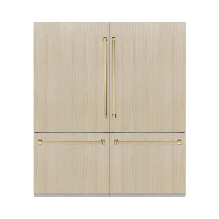 ZLINE 72" Panel Ready Built-In Bottom Freezer Refrigerator,Water Dispenser, Ice Maker,Graphite Gray Champagne Bronze GRBITZ-72-CB