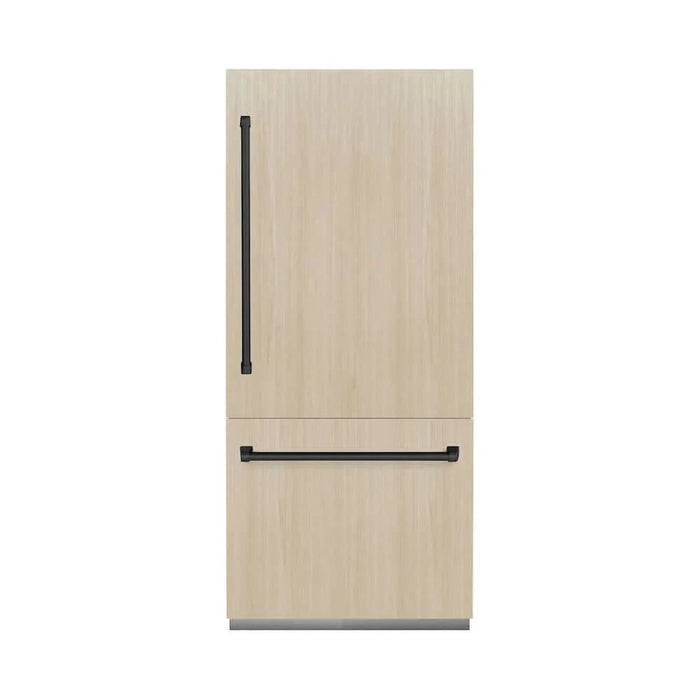 ZLINE 36" Panel Ready Built-In Bottom Freezer Refrigerator,Water Dispenser, Ice Maker,Graphite Gray Matte Black GRBITZ-36-MB