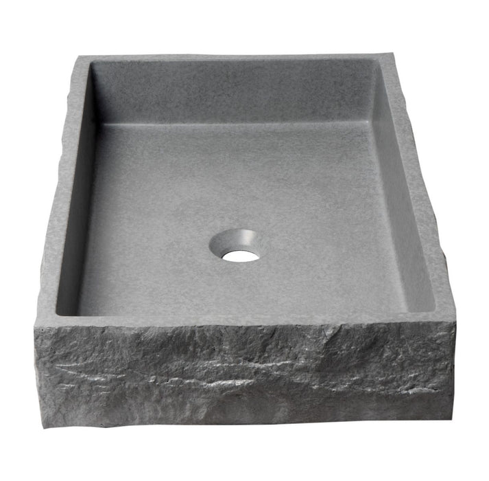 ALFI brand 24" Solid Concrete Chiseled Style Above Mount Vessel Sink ABCO24R