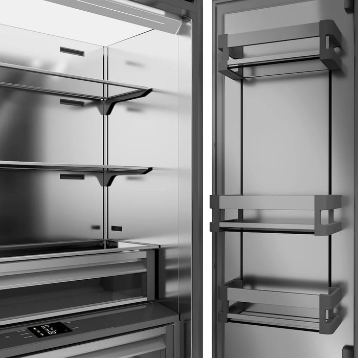 ZLINE 36" Panel Ready French Door Built-In Bottom Freezer Refrigerator, Water Dispenser, Ice Maker, Stainless Steel Interior SRBIV-36